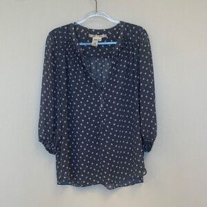 Max Studio Navy/White Polkadot Blouse • Sz L
